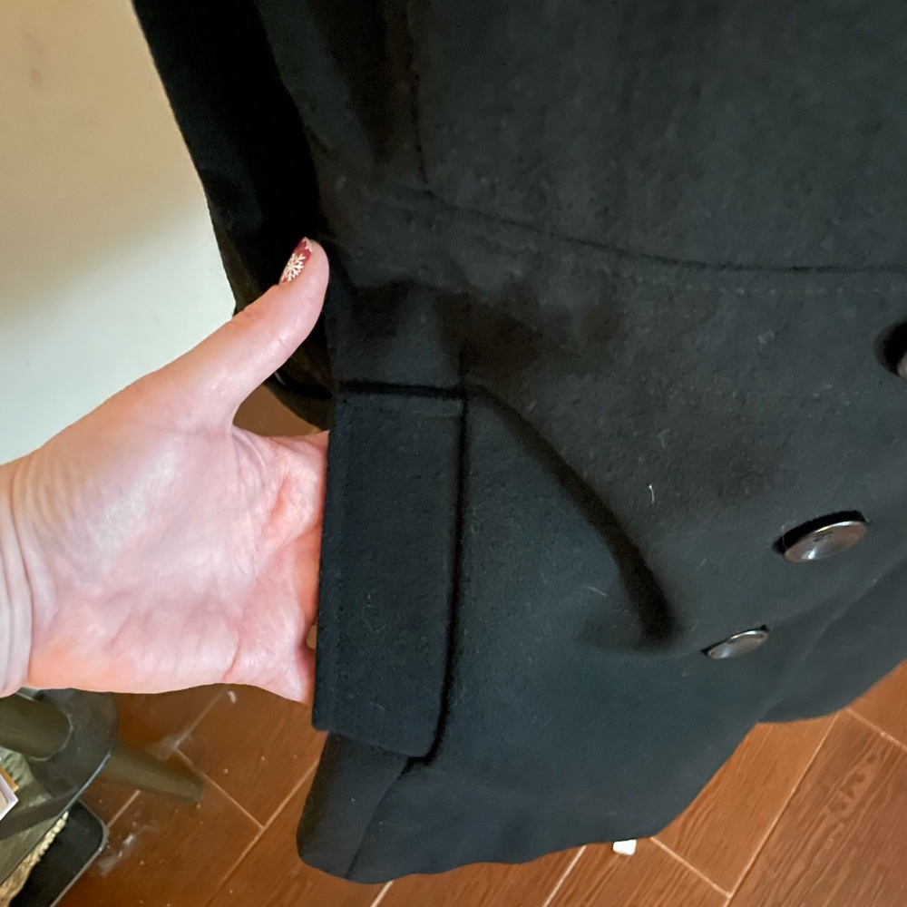 Old Navy Black Recycled Wool Coat collar button down size XL slant front pockets - Picture 4 of 15